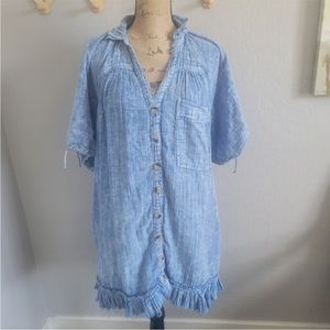 Free People Maya Denim Shirt Dress. Size Small